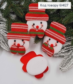 Шита іграшка на ялинку, Сніговичок в капелюх, 8,5*7см 614127 фото