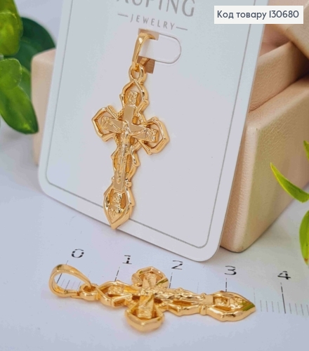 Крестик Ажурный с Распятием, 2,9*1,8см, Xuping 18К 130680 фото 1