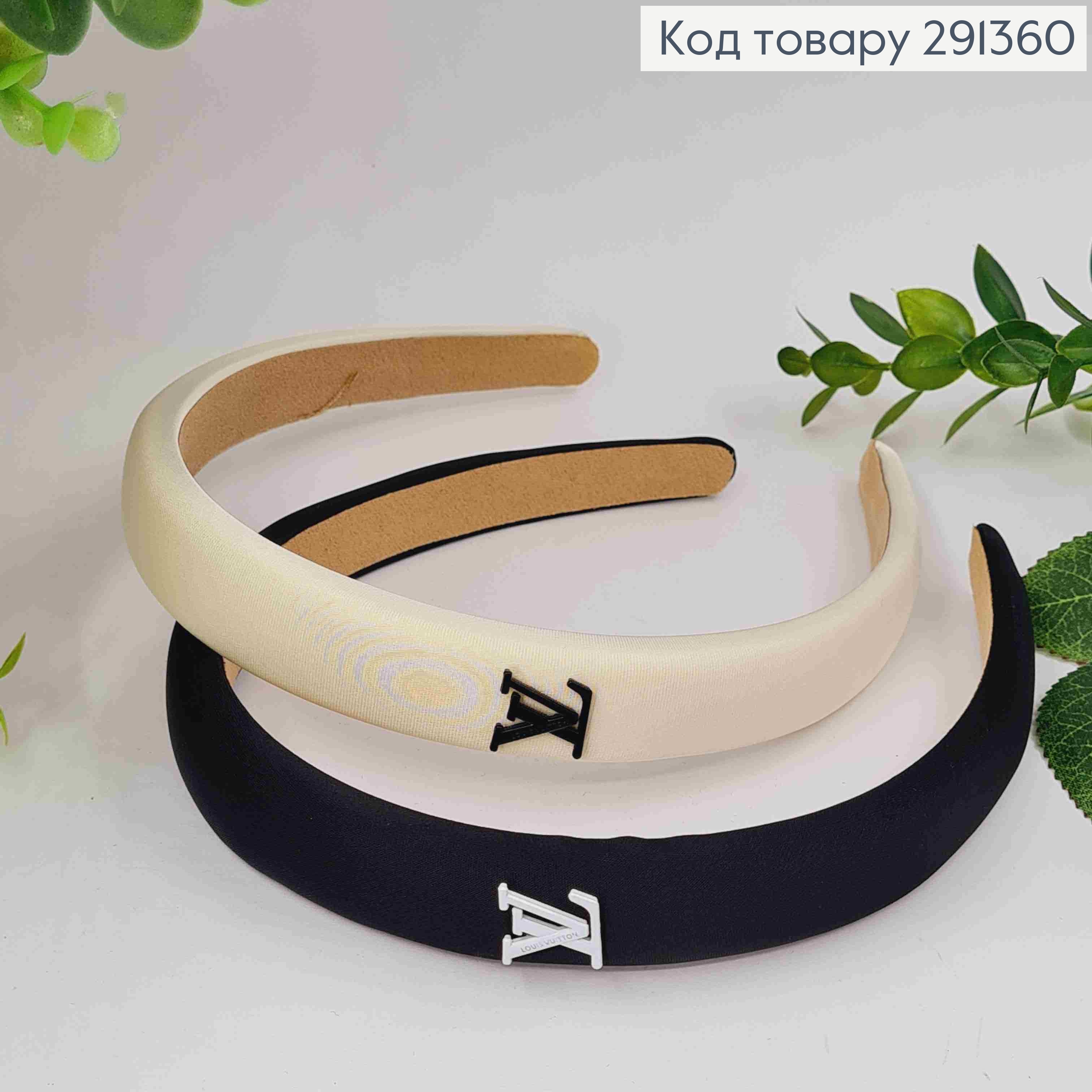 Обруч пластик, з брошкою Louis Vuitton, 2,1см, ЧОРНОГО/БІЛОГО кольорів 291360 фото 2