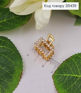 Краб металл, Прямоугольный в камешках, золотого цвета, 2см 215439 фото