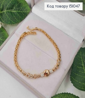 Браслет, плетение круглыми пластинками, с камешками, дл. 17+2см, Xuping 18К 151047 фото