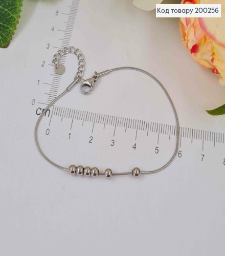 Браслет родований, плетіння снейк з кульками, довж. 18+3см, Xuping 200256 фото 1