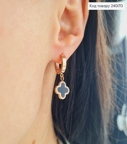 Серьги кольца (1.3cм) подвески (1см )Van Cleef (ван клиф),Stainless Still 240170 фото 2