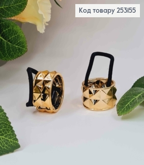 Резинка для высокого хвоста, с шипованным зажимом золотого цвета, диам. 3,5см. 253155 фото