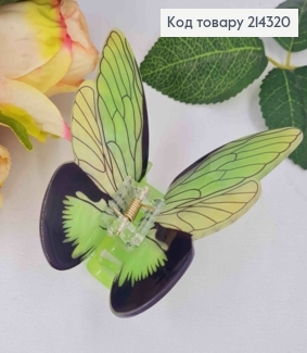 Краб пластик (акрил), яркая Бабочка Салатового цвета, 9*9,5см 214320 фото