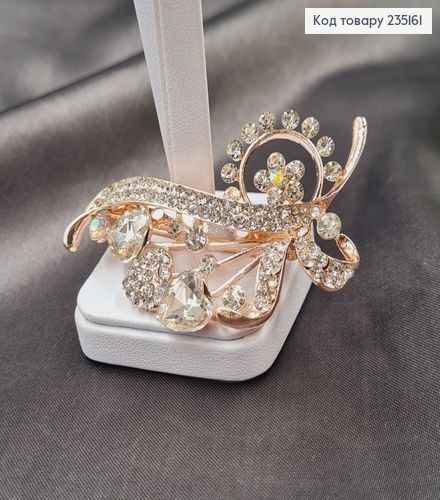 Брошка метал Веточка с камушками 7х4см 235161 фото 2