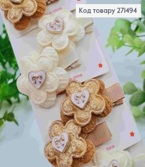 Набір заколок стріла (20шт) "КВІТОЧКА" з брошкою, Пастельні кольори, заколка 3,5см, квітка 3,5см 271494 фото