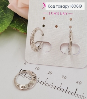 Серьги родованые кольца , с орнаментом 0,3см, Хuping 180619 фото