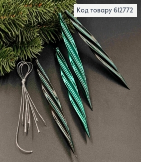 Набір фігурок (4шт) міраж "БУРУЛЬКА", ЗЕЛЕНО-ЧОРНА,14*1,5см, прикраси новорічні  пластик, Україна 612772 фото