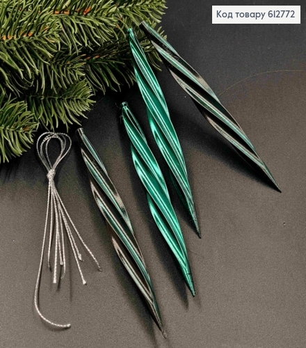 Набір фігурок (4шт) міраж "БУРУЛЬКА", ЗЕЛЕНО-ЧОРНА,14*1,5см, прикраси новорічні  пластик, Україна 612772 фото 1