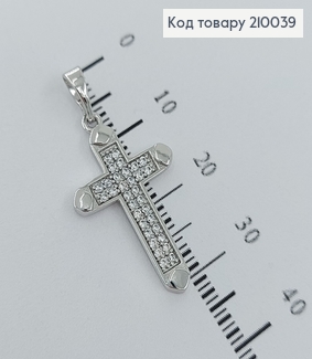 Крестик с камушками 2,5х1,5см родированый  медзолото Xuping  210039 фото