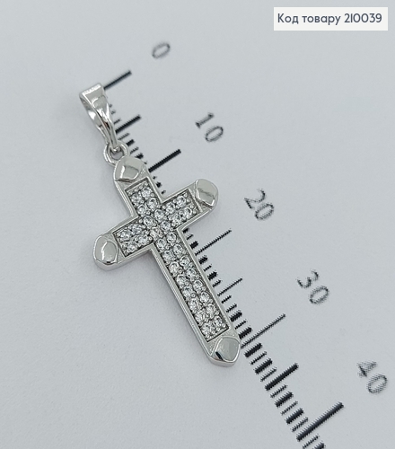 Хрестик  з камінцями 2,5х1,5см родірований  Xuping  210039 фото 1