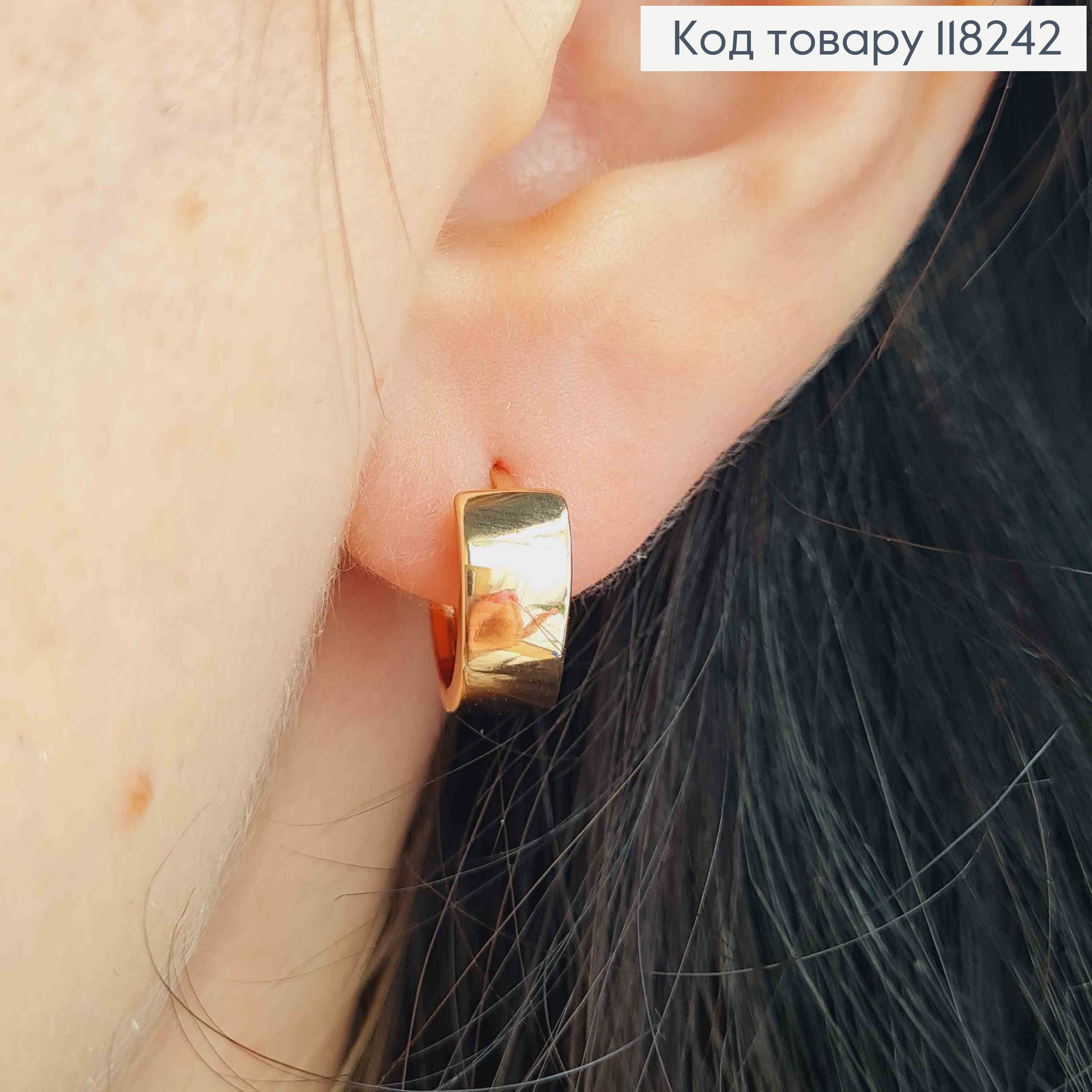 Серьги кольца Классические, ширина 5мм, диаметр 1,3см, Xuping 18К. 118242 фото 3