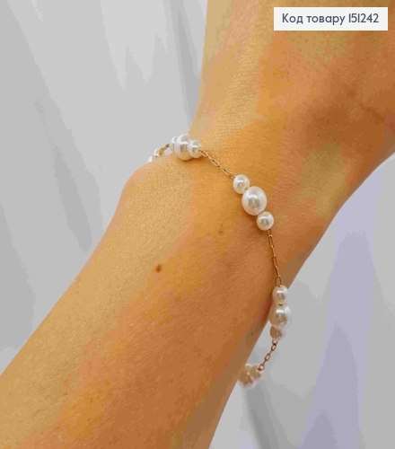 Браслет з Перлинок різного розміру, довжина 17+3см, Xuping 18К 151242 фото 2