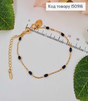 Браслет витое плетение, с черными литыми бусинками, дл. 17+5см, Xuping 18К 150916 фото