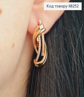 Серьги "ВОДОГРАЙ" украшены Блестящими камешками, 2,8см, английская застежка, Xuping 18К 118252 фото