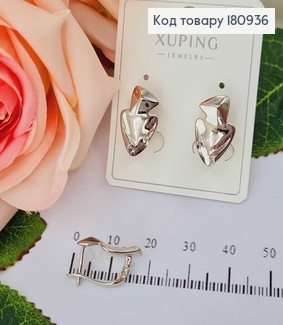 Серьги родованные, хаотические треугольники, англ. зам. Xuping 180936 фото