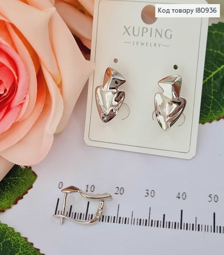 Серьги родованные, хаотические треугольники, англ. зам. Xuping 180936 фото 1