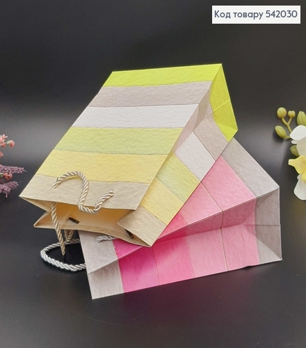 Пакет бумажный средний в цветную полоску 24х19 см в ас. 542030 фото 2