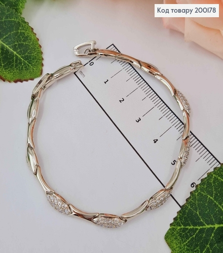 Браслет родованный, "Иллюзия" с овальными вставками в камнях, дл. 17+2см, Xuping 200178 фото 1