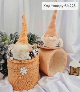 Коробка (17*13см)ПЕРСЫКОВАЯ с крышкой ГНОМ (высот.25см),декорированная, ручная работа, Украина 614228 фото