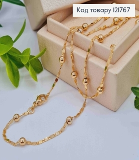 Цепочка комбинированное плетение овальными пластинами и бусинами, длина 45см, Xuping 18K 121767 фото