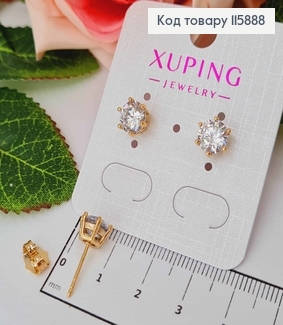 Серьги гвоздики, С большим камешком, 9мм Xuping 18K 115888 фото