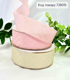 Стрічка атласна, БІЛА/РОЖЕВА в асортименті в Квадратик, ширина 2,5см, довжина 20 метрів 728051 фото