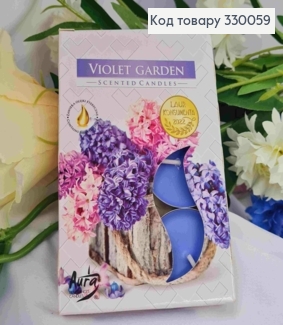 Аромасвечка таблетка VIOLET GARDEN, 6шт/уп (по 4 часа/горения) по 11г., Bispol p15-343 330059 фото