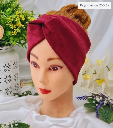 Повязка мягкая замша, Баклажанового цвета, 26*9,5см, ручная работа 275045 фото 1