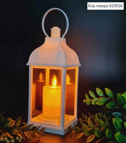 Декоративный LED фонарик 23см  теплого цвета, пластик,  БЕЛОГО цвета, (без батареек) 623026 фото 1