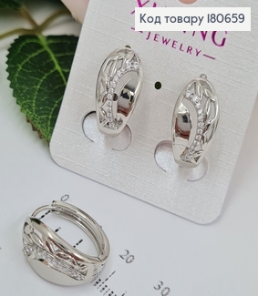 Сережки родированые кольца Изысканые с камнями, 1,5см, Xuping 180659 фото