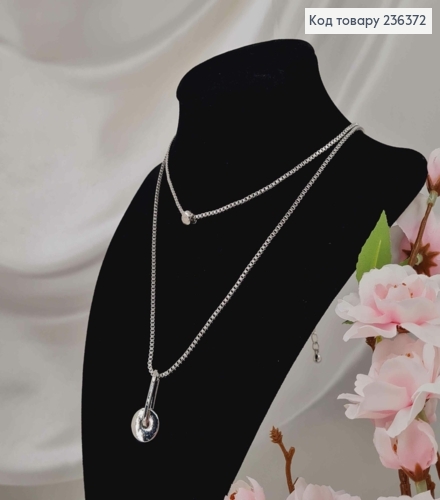 Біжутерія на шию подвійна, з Бусиною та підвіскою, 47+8см, Fashion Jewelry 236372 фото 1