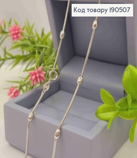 Цепочка родованная плетение СНЕЙК с овальными шариками, длина 50см, Xuping 190507 фото