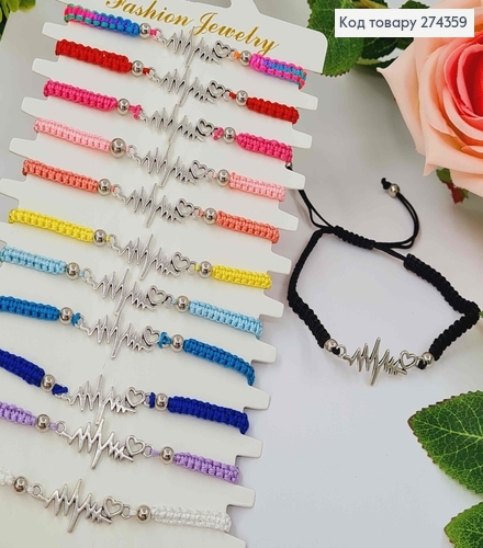 Браслет плетеный, с диаграммой пульса, цвета в ассорт. 274359 фото 1