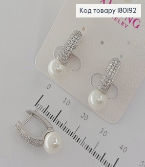 Серьги    с бусинками с родием    медицинское золото  Xuping 180192 фото