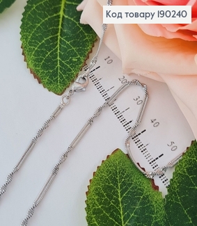 Цепочка родированая комбинированое плетение 1мм, длина 47см, Xuping 190240 фото