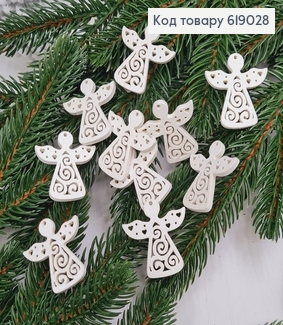 Набір янголи  дерев'яні  білі 3*3 см 10 шт 619028 фото