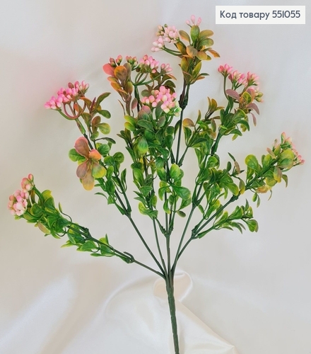 ¶Искусственный цветок каланхоэ розовый пластик из 7 веточек на металлическом стержне 30см. 551055 фото 1
