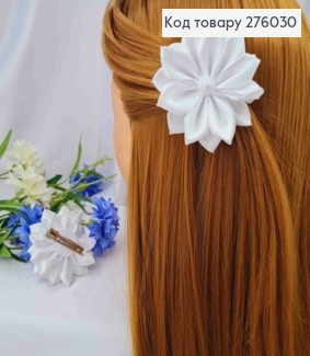 Заколка стрела (4см), ЦВЕТОК, Белого цвета, 7см, ручная работа, Украина. 276030 фото