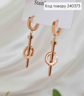 Серьги кольца 1см, золотого цвета, стилизованные под Картье, 3,5см, сталь Stainless Steel 260016 фото