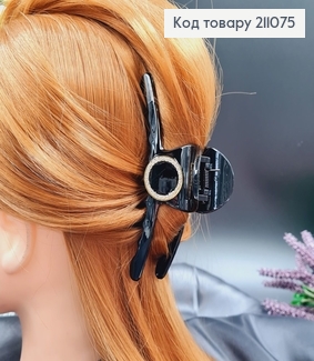 Краб пластик черный глянцевый 11,5см "с брошью" ДУГА тонкая 211075 фото