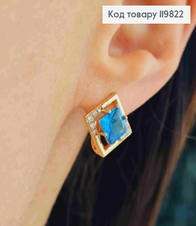 Серьги с изысканным Голубым камнем, 1,4см, английская застежка, XUPING 18K 119822 фото