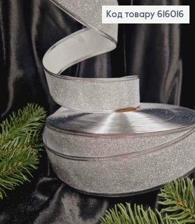 Лента Блеск Серебряная, ширина 4см, длина 100 ярдов (90м) 616016 фото