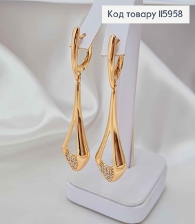 Серьги "Надежда" с подвеской в камешках, 4,5см, англ. зам, Xuping 18K 115958 фото