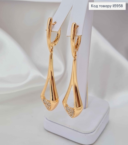 Серьги "Надежда" с подвеской в камешках, 4,5см, англ. зам, Xuping 18K 115958 фото 1