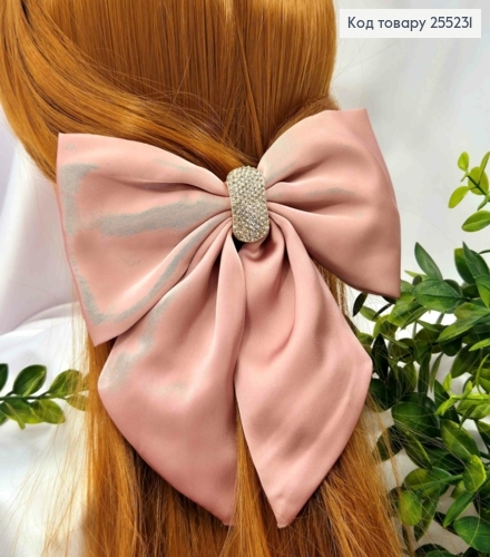 Бант с камешками, ПУДРА, атласный, на заколке автоматик, размер 16*16см. 255231 фото 1