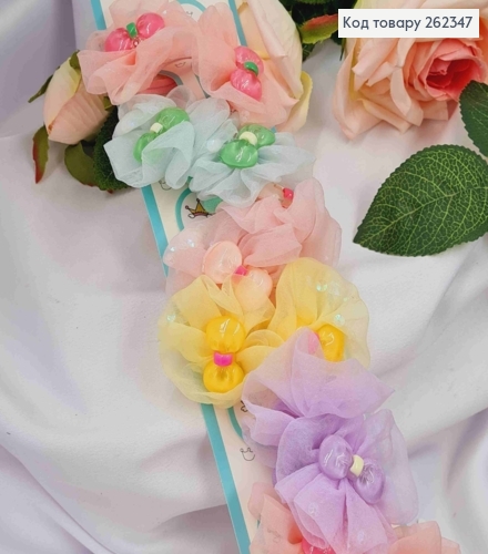 Набор резинок (20шт) БАНТИК-ЦВЕТОК с Бантиком (5,5см), резинка 2,5см, цвета в ассортименте 262347 фото 1