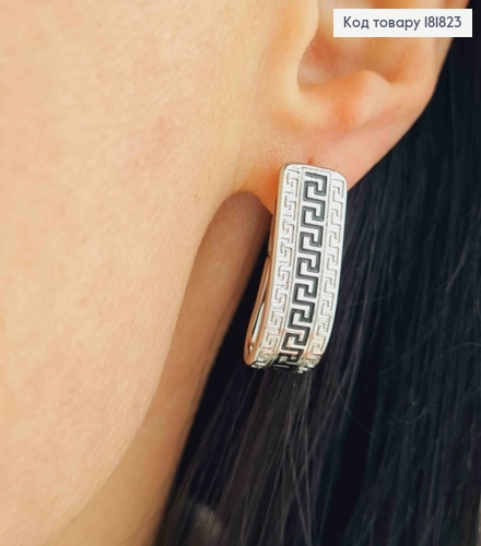 Серьги родованные овальные ВЕРСАЧЕ с Черной эмалью, 2,4см, английская застежка, Xuping 181823 фото 2