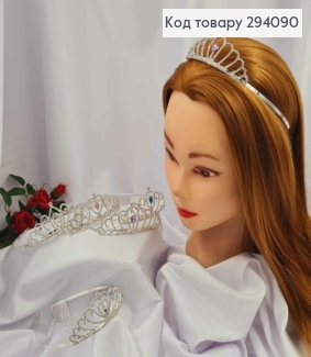 Диадема – маленькая Тиара под серебро с белыми камнями, 3,5см самая высокая точка. 294090 фото